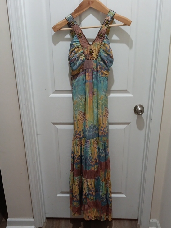 Coconut Moon Dresses & Skirts - Pastel Multicolor Halter Maxi Dress with Smocked Detail